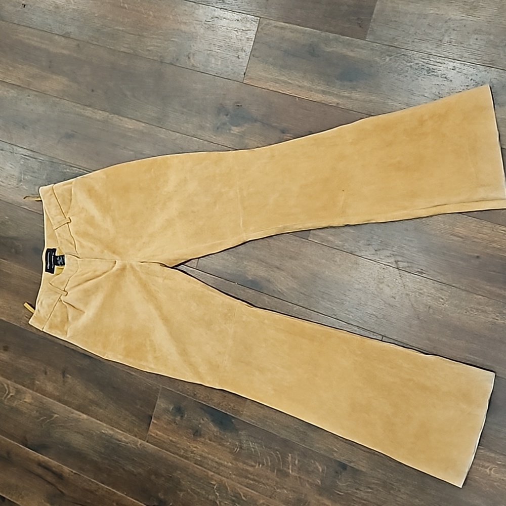 Vintage 90s y2k. Sued leTher high waisted, wide leg pants